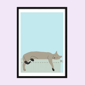 Sleeping Cat Print A3