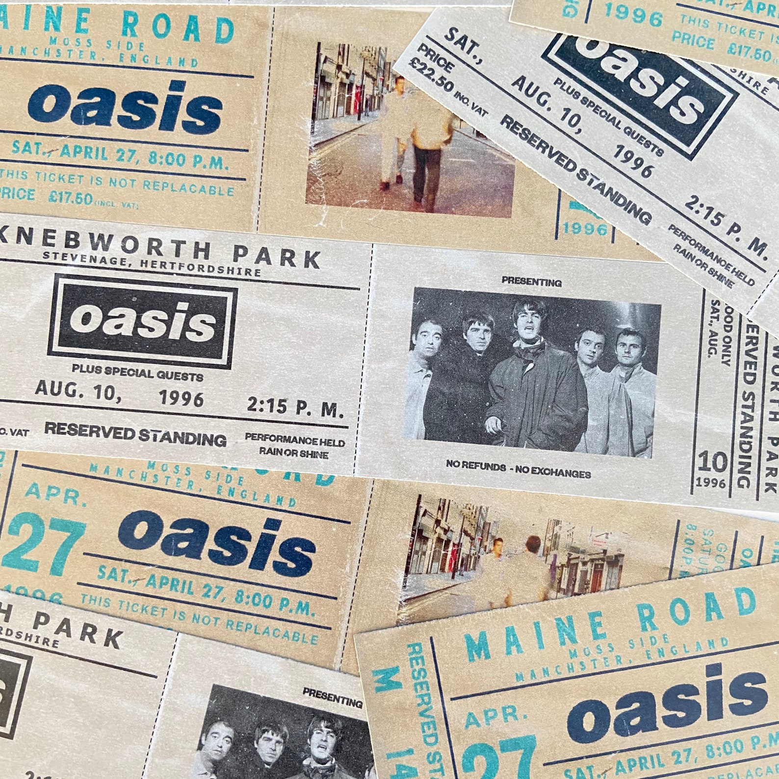 Oasis Knebworth & Maine Road Custom Vintage Style Ticket Stubs Etsy