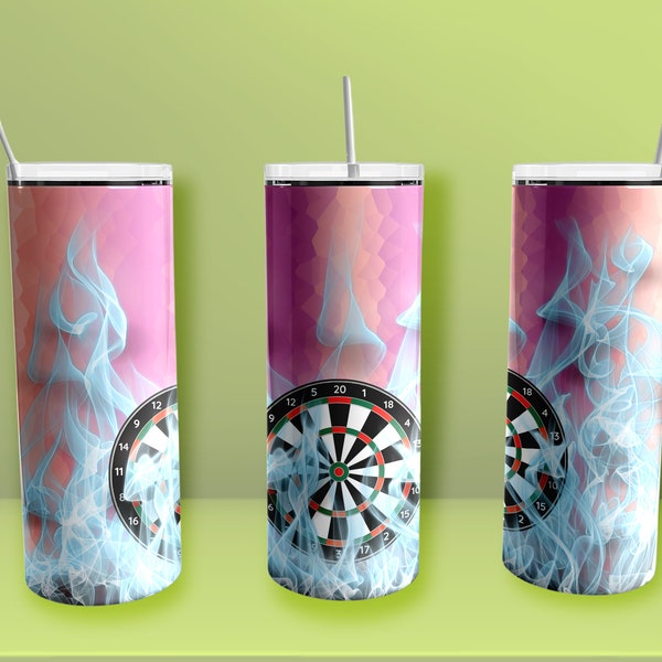 Pink Multi Frosty Blue Darts- no words 20 Skinny Tumbler Template - Digital file only