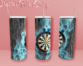 Black Darts Blue Smoke no quote 20 Skinny Tumbler Template - Digital file only