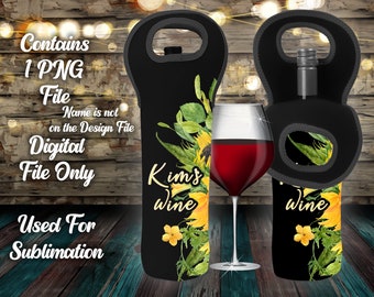 DIGITAL FILE ONLY - Wine Bag Design - Sunflowers -  file for sublimation