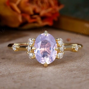 Natural Amethyst Ring, 925 Sterling Silver Oval Cut Engagement Ring For Women, Promise Ring February Birthstone, Lavender Amethyst Ring