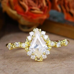 Kite Cut Engagement Ring Sterling Silver Ring, Minimalist Wedding Unique Promise Ring, Dainty Bridal Moissanite Ring Gift For Her