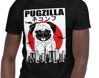 Funny Pugzilla Japanese Sunset Pug Lover Vintage Outfit