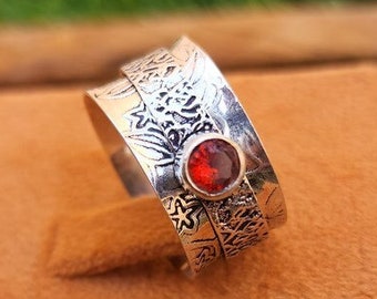 Beautifully Red Garnet Gemstone Ring, 925 Sterling Silver, Silver Jewelry, January Birthstone, Ring For Couple, Thumb Ring, Wedding Ring,