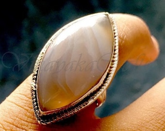 Botswana Agate Ring* 925 Sterling Silver Ring* Agate Gemstone* Handmade Sterling Silver Ring* Statement Ring* Perfect Gift For Partner,