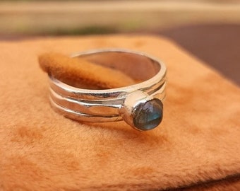 Labradorite Ring, 925 Sterling Silver Ring, Meditation Ring, Spinner Ring, Labradorite Gemstone Ring, Blue Labradorite Ring, Bohemian Ring,