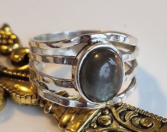 925 Sterling Ring, Spinner Ring, Labradorite Ring, Gemstone Ring, Handmade Ring, Natural Labradorite, Labradorite Jewelry, Statement Ring