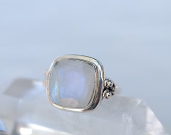 Statement ~ Everyday ~ Square stone ~ Hippie ~Bohemian~June Birthstone~Moonstone ~ Sterling Silver 925 ~ Handmade ~ Gemstone