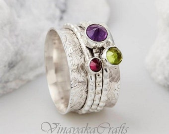 Multi Stone Spinner Ring* Garnet Spinner Ring* Peridot Spinner Ring* Amethyst Spinner Ring* Women Spinner Ring* Boho Ring* Velentine Gift