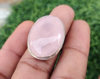 Rose Quartz Stone Ring, 925 Sterling Silver Ring, Beautiful Stone Ring, Big Oval Stone Ring, Dainty Ring, Statement Ring, Lovely Women Ring