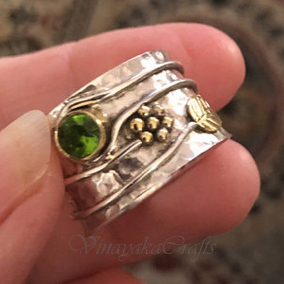 Worry Ring Anxiety Ring 925 Silver Ring Emerald Ring Spinner Ring Gemstone Ring Women Ring Handmade Ring Anniversary Ring