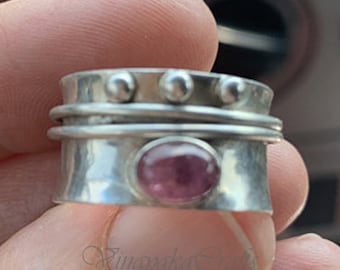 Amethyst Spinner Ring* 925 Sterling Silver Ring* Meditation Ring* Anxiety Ring* Women Spinner Ring* Mother's Day Gift Ring* Boho Ring