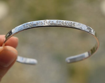 Sterling Silver 925 Personalized, Hammered Custom Engraved Bracelet, Engraved Bracelets, Couples Cuffs, Handwriting Text, Mother's Day Gift