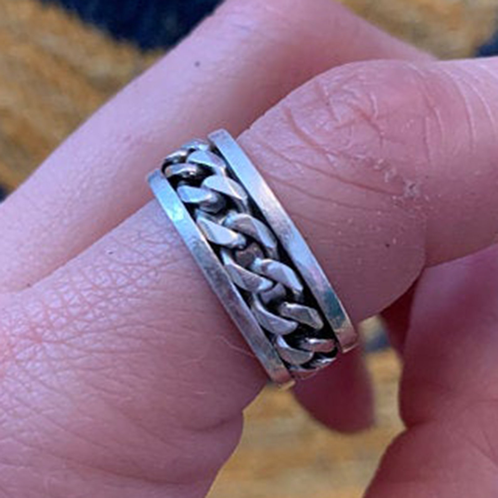 925 Sterling Silver Ring Spinner Band Ring Silver Wide Band Etsy