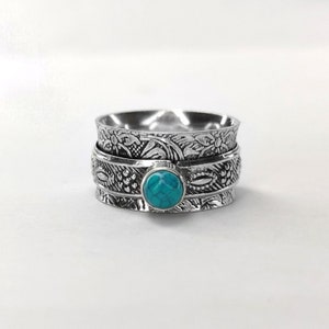 925 Sterling Silver Ring, Spinner Ring, Turquoise Ring, Turquoise Jewelry, Handmade Ring, Natural Turquoise, Gemstone Ring, Band Ring