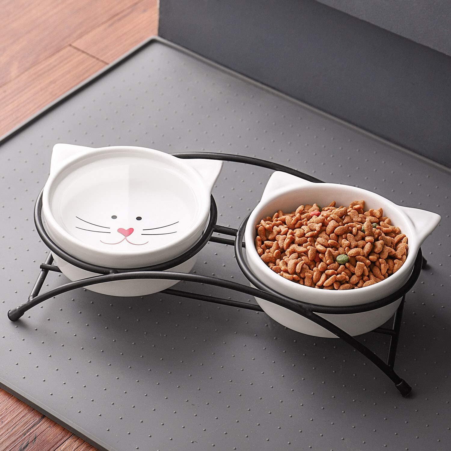 Set Cat Food Bowls Ceramic Puppy Bowls Elevated Raised Cat Etsy