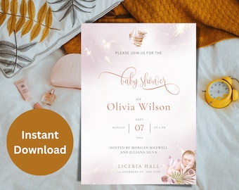 Neutral Luxury Baby Shower Invitation | Baby Shower Invitation | Instant Download | Baby Shower Template | Canva Baby Shower Invitation