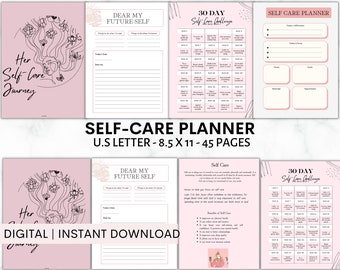 Selfcare Planer PAKET! Wellness Journal, druckbarer Selfcare Tracker, Checkliste, Gesundheitsplaner, Wohlbefinden, Achtsamkeit, Arbeitsblatt Kit Plan