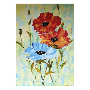 Poppies Painting Floral Original Art Impasto Painting 27 by 20 Large Poppy Canvas Wall Art Red Flowers Lover Gift Artwork by ZannaJuhnoArt.
