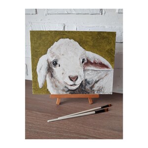 Sheep Painting Farmhouse Original Art Lamb Artwork 9 by 12 Farm Animal Oil Painting Sheep Wall Art by ZannaJuhnoArt.