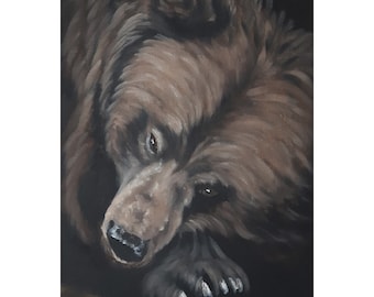 Bear Painting Original Wildlife Animal Art Bear Lover Gift (12x9.5)