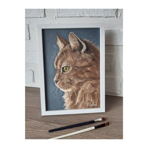 Orange Tabby Cat Painting Framed 12 x 9 Original Oil Cat Portrait by Zanna Juhno  Handmade Animal Wall Art  Cat Lover Gift  One of a Kind