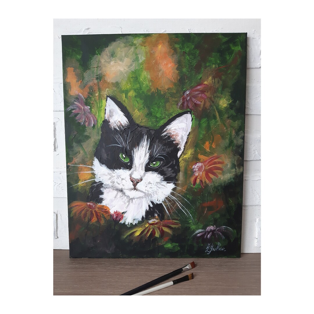 Tuxedo Cat Oil Painting: Original Pet Portrait Art (20x16) - Etsy