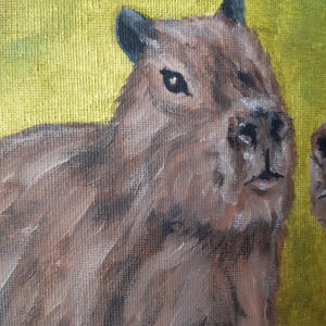 Capybara Painting: Original Oil Art, Cavy Lover Gift (9x12) imagem 4