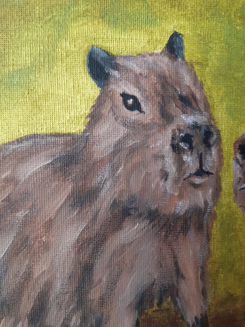 Capybara Painting: Original Oil Art, Cavy Lover Gift (9x12) imagem 4