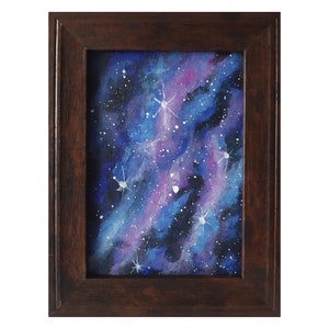Space Galaxy Original Painting Starry Sky Lover Gift Art Framed 9 by 7 Small Wall Art by ZannaJuhnoArt.