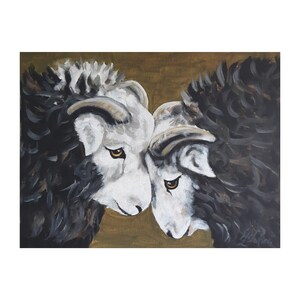Sheep Painting Farmhouse Original Art Lamb Artwork 9 by 12 Farm Animal Oil Painting Sheep Wall Art by ZannaJuhnoArt.