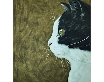 Original Cat Portrait Oil Painting: Pet Art, Cat Lover Gift (12x9)