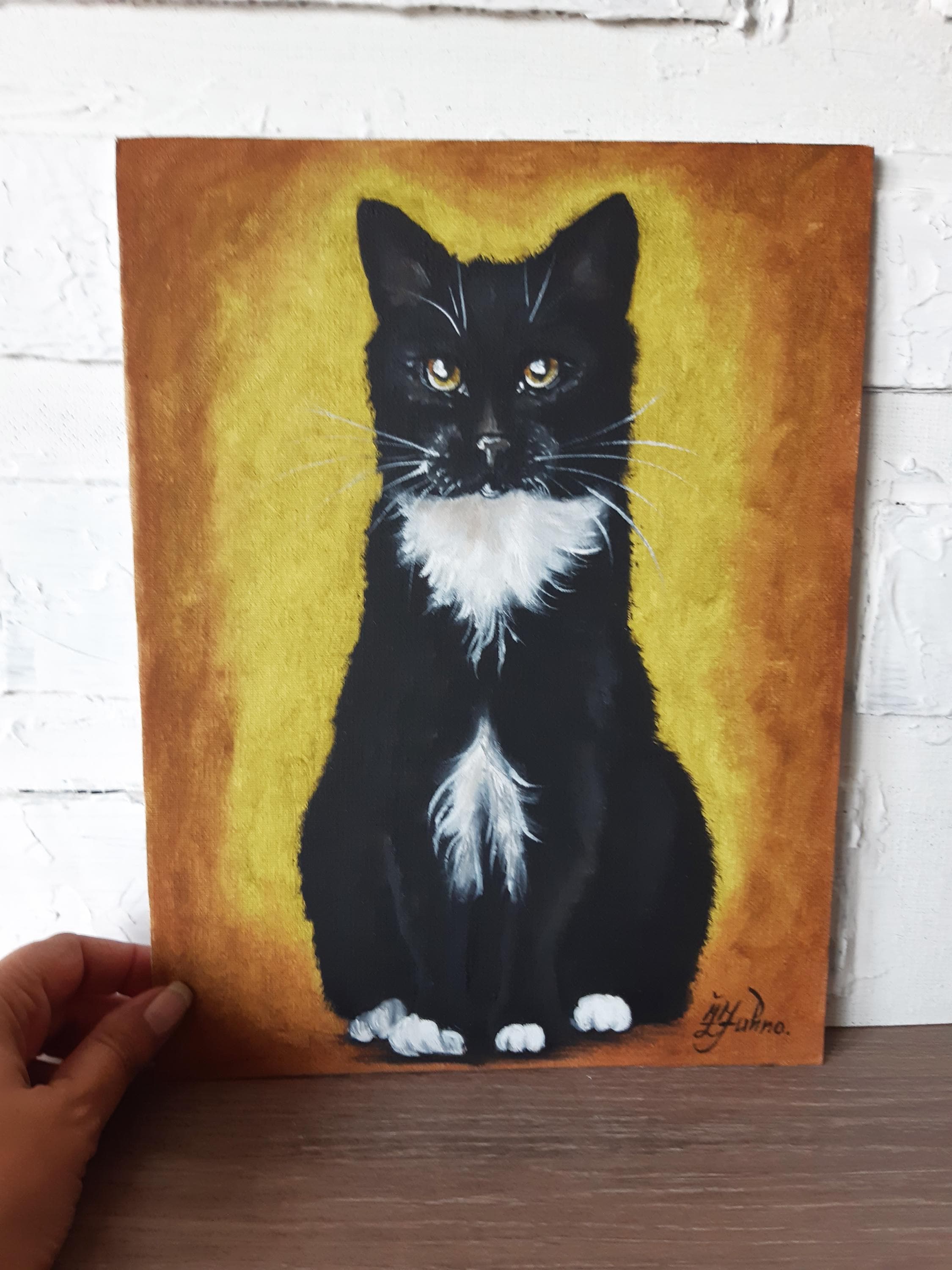 Society6 ケース Black Cat by Good Sense Cat Lover Gift, Black Cat With Blue Green Eyes Art Print