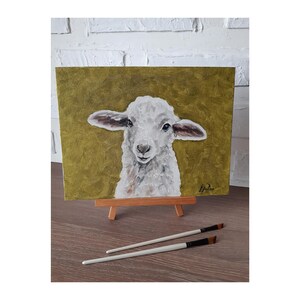 Sheep Painting Farmhouse Original Art Lamb Artwork 9 by 12 Farm Animal Oil Painting Sheep Wall Art by ZannaJuhnoArt.