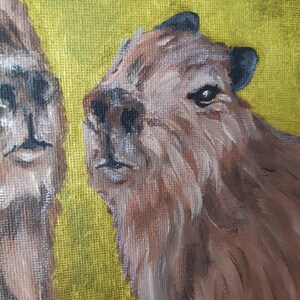 Capybara Painting: Original Oil Art, Cavy Lover Gift (9x12) imagem 6