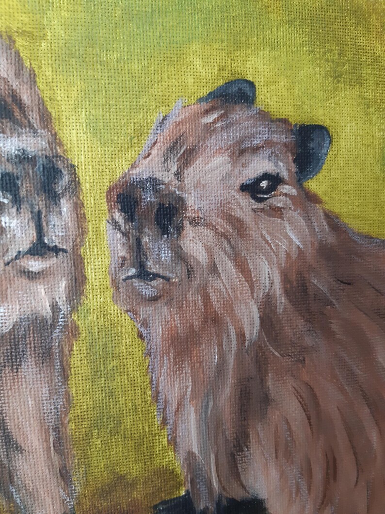 Capybara Painting: Original Oil Art, Cavy Lover Gift (9x12) imagem 6