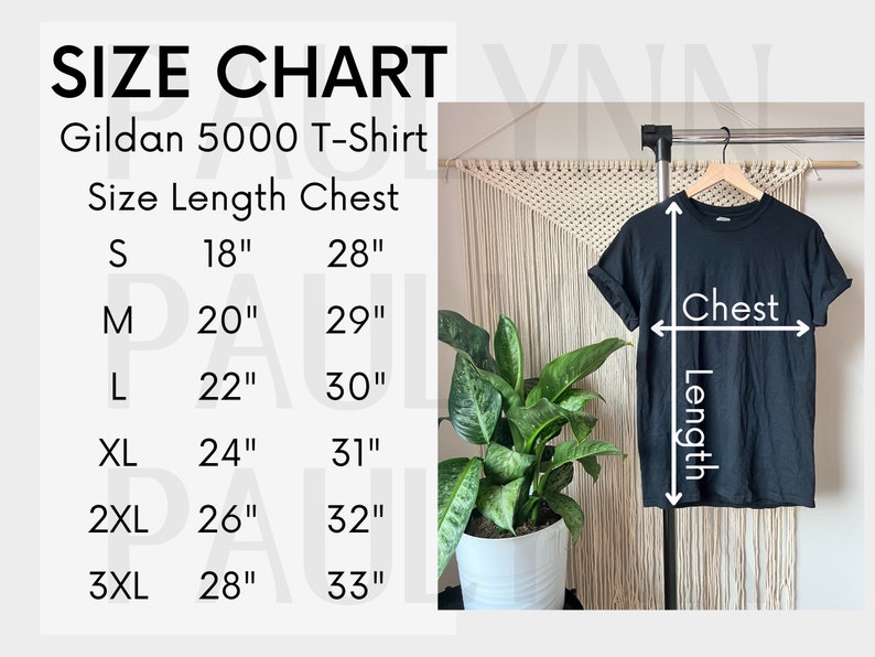 Size Chart Template - Etsy