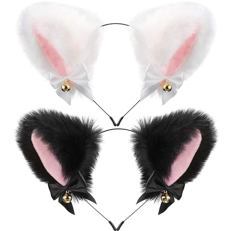 Cosplay Cat headband Black kitten ear anime Set of Cat Ear Headbands cat head band