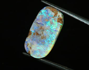 Natürlicher Boulder Opal Cabochon, Australischer Opal Edelstein, Lightning Ridge Opal, 20x10.8x3.5 Mm, 5.75 cts