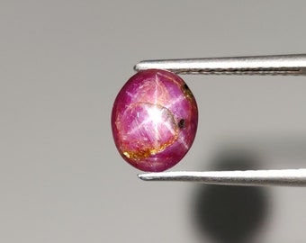 Cabochon di rubino stellato rosso naturale, pietra preziosa di rubino stellato, pietra sciolta di rubino stellato non trattato, 8×7x4 mm, 2,55 carati