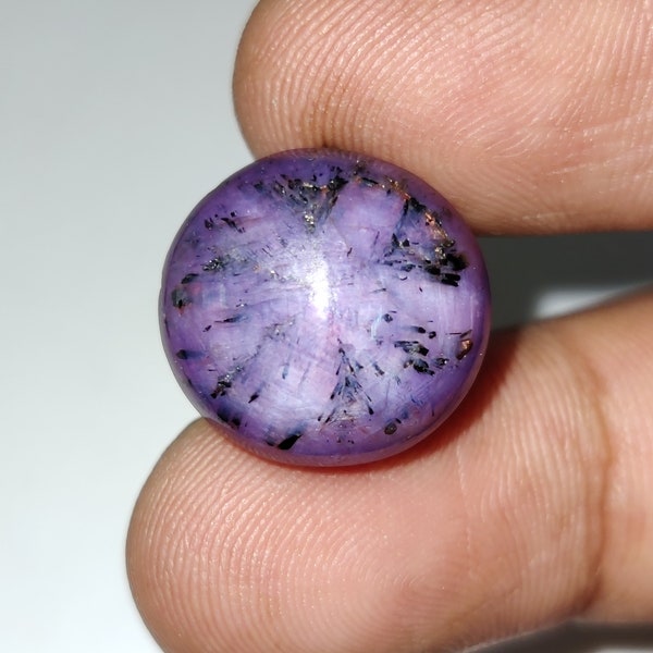 Natural Trapich Sapphire Cabochon, Star Purple  Sapphire Gemstone, Untreated Star Purple  Sapphire Loose Cab, 16.5×15.8×9 Mm, 28 Carats