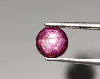 Cabochon di rubino stellato rosso naturale, pietra preziosa di rubino stellato, pietra sciolta di rubino stellato non trattato, 7x5 mm, 2,85 carati