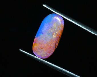 Cabochon d'opale boulder naturelle, opale d'Australie, opale Lightning Ridge, 14 x 7,2 x 2,4 mm, 1,65 cts