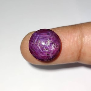 Natural Trapich Sapphire Cabochon, Star Purple  Sapphire Gemstone, Geometric Star Purple  Sapphire Loose Cab, 13.20×7.40 Mm,  14.25 Carats