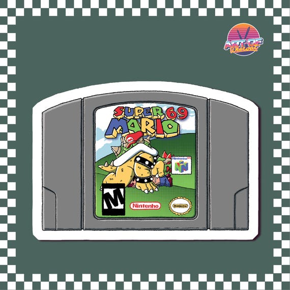 Super Mario 69 N64 Sticker, Gay Mario Parody, Funny LGBTQ+ Gaming
