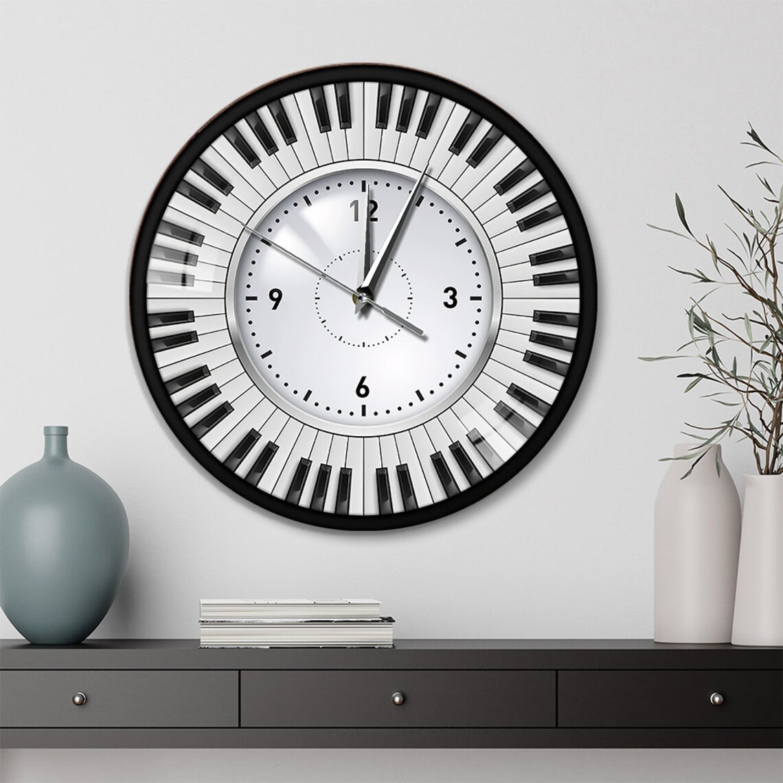 Piano Wall Clock Wooden Home Decor Kitchen Hanging Music Piano Etsy