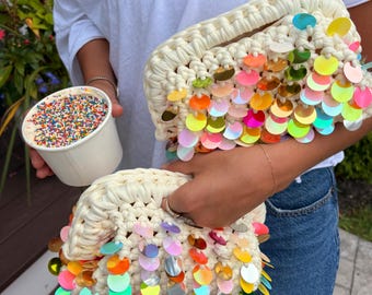 PREORDER: SPRINKLE CLUTCH | Handmade Sequin Crochet Bag