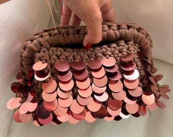 Custom Handmade Sequin Crochet Clutch