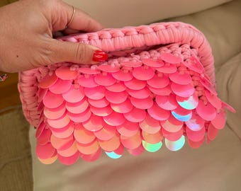 Custom Handmade Sequin Crochet Clutch